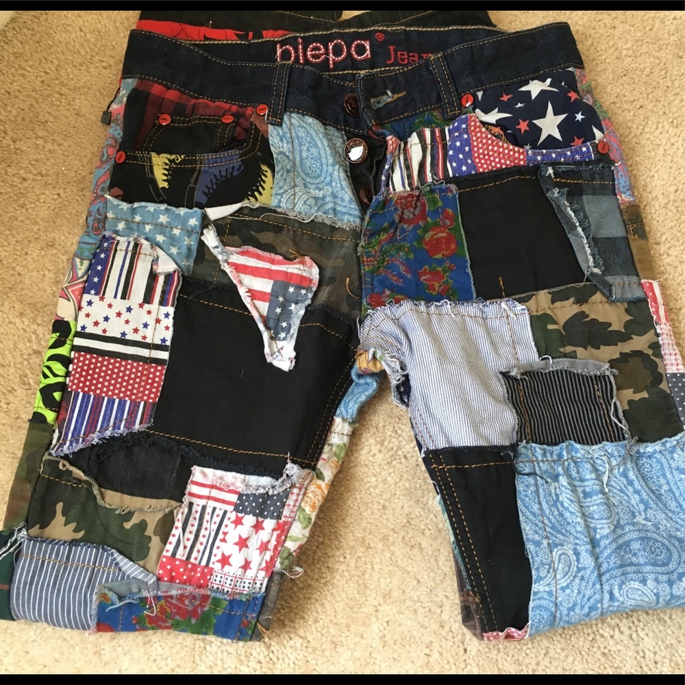 Crazy patchwork jeans !!! SOLD ON DEPOP - Picture 2 of 6